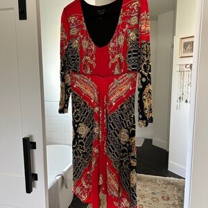 eva varro Red and Black Baroque-Print Dress
